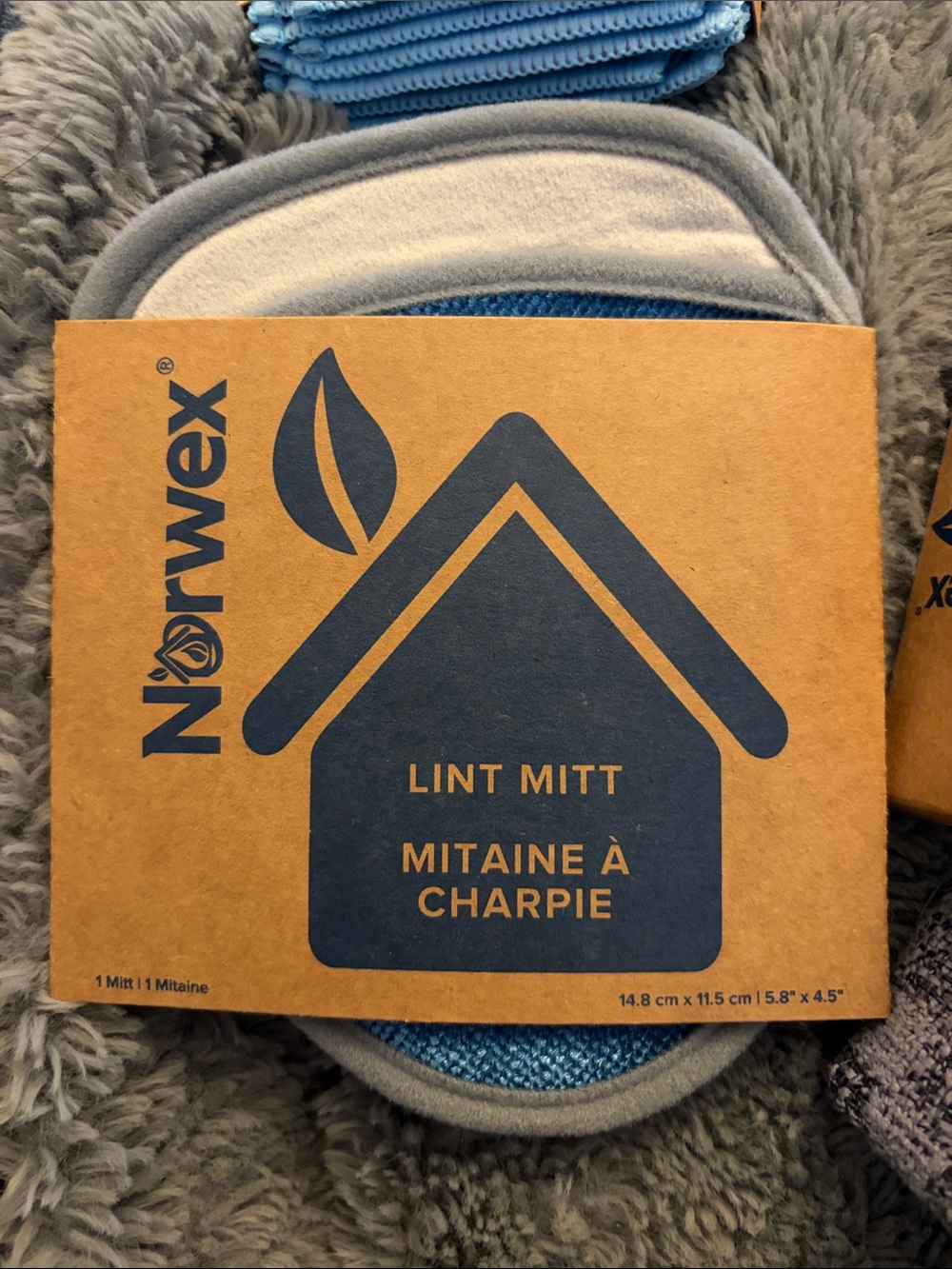 Norwex Blue and Gray Lint Mitt